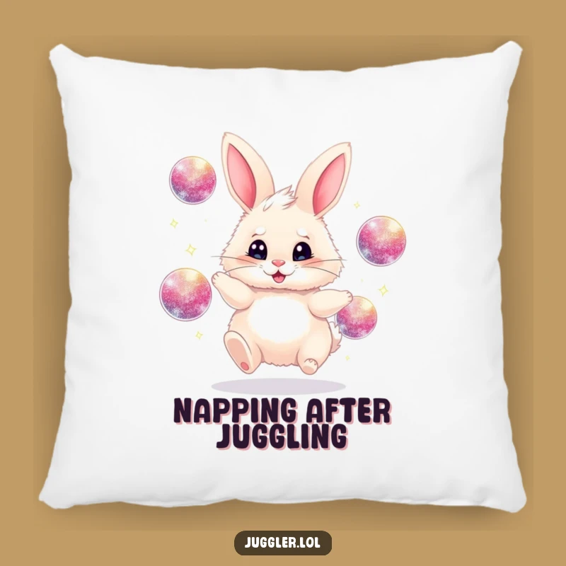 Funny Juggling Bunny Pillow - Cozy Humorous Gift for Playful Comfort!