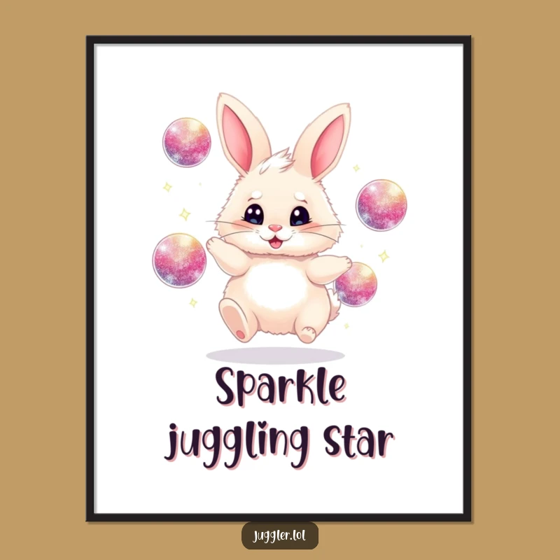 Funny Juggling Bunny Digital Art Print - Whimsical Gift for Playful Decor!