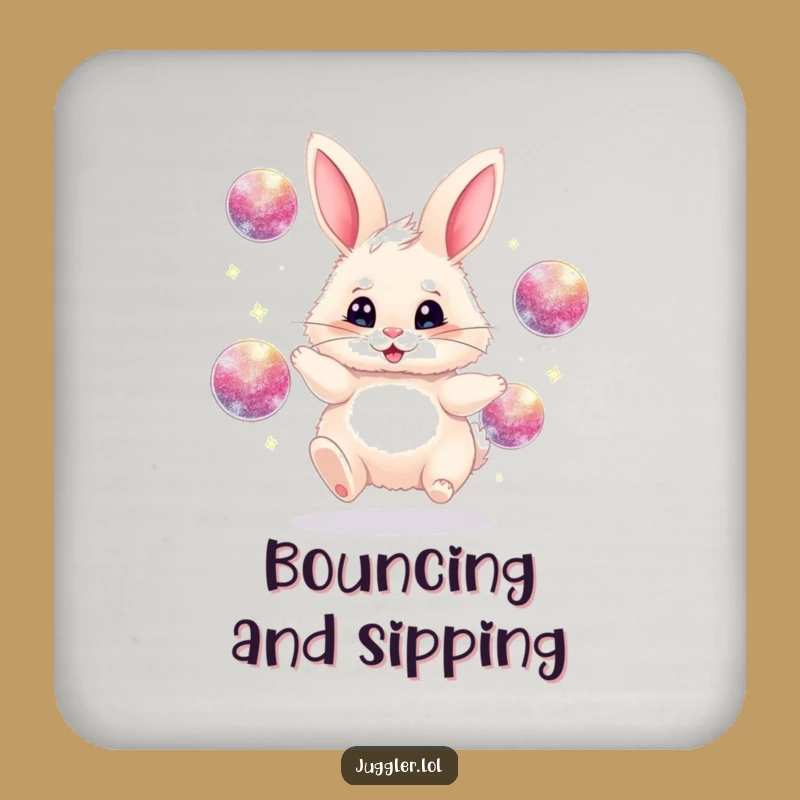 Funny Juggling Bunny Coasters - Humorous Gift for Playful Tables!