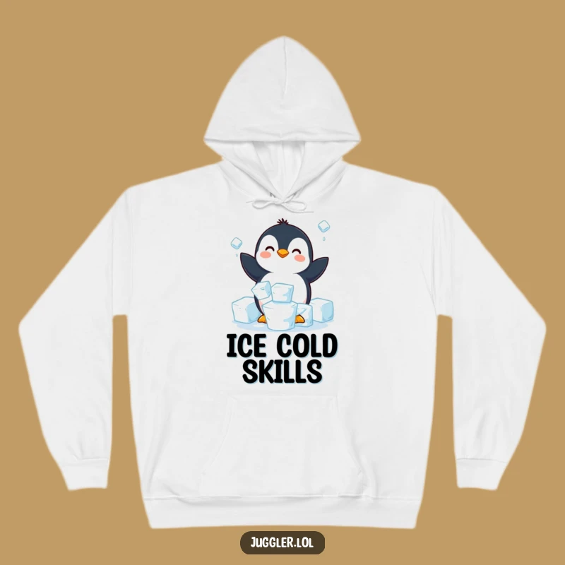 Cozy Funny Penguin Juggling Ice Hoodie - Warm & Hilarious Winter Gift