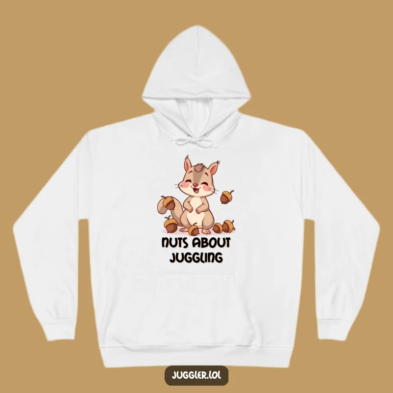 Cozy Funny Squirrel Juggling Acorns Hoodie - Warm & Hilarious Gift