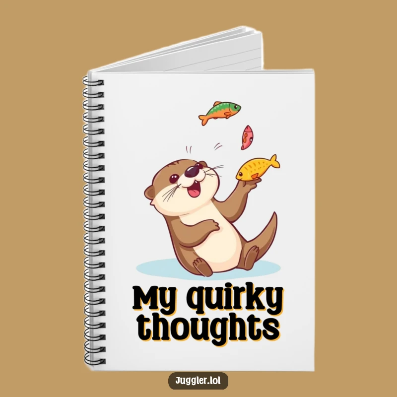 Funny Otter Juggling Fish Notebook - Jot Down Ideas with Aquatic Charm Gift