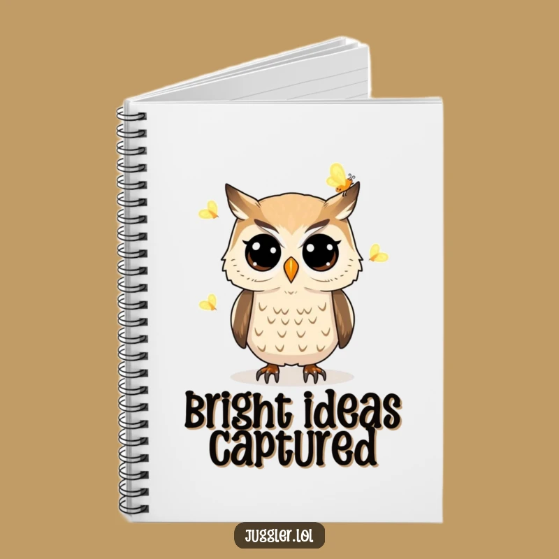 Funny Owl Juggling Fireflies Notebook - Capture Ideas with Nocturnal Charm Gift