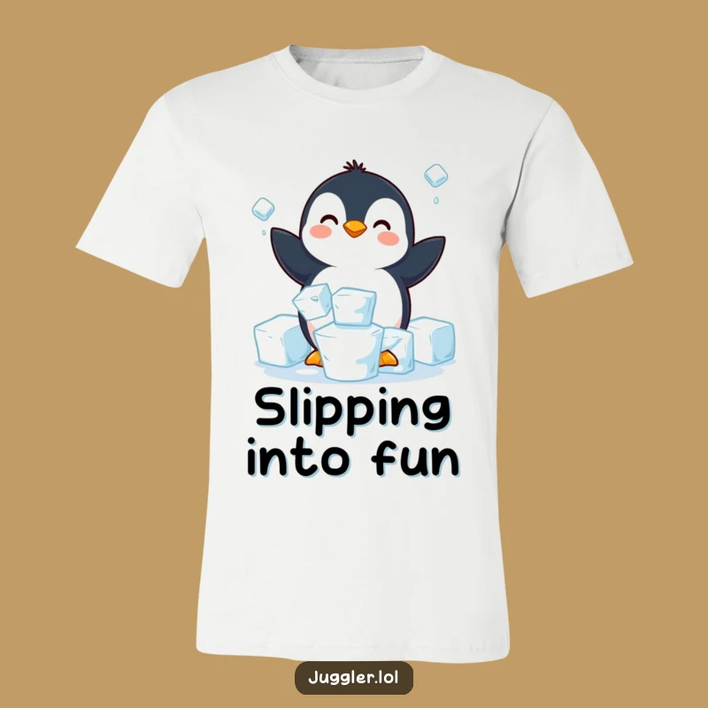Funny Penguin Juggling Ice T-Shirt - Comical Arctic Animal Tee Gift
