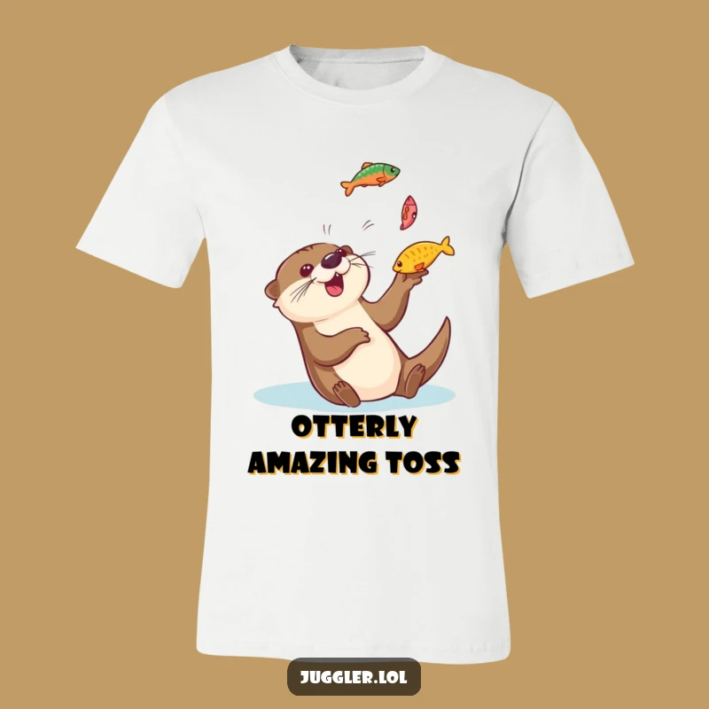 Funny Otter Juggling Fish T-Shirt - Lively Aquatic Animal Tee Gift